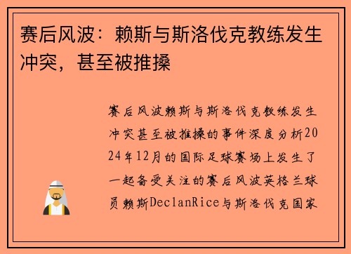 赛后风波：赖斯与斯洛伐克教练发生冲突，甚至被推搡
